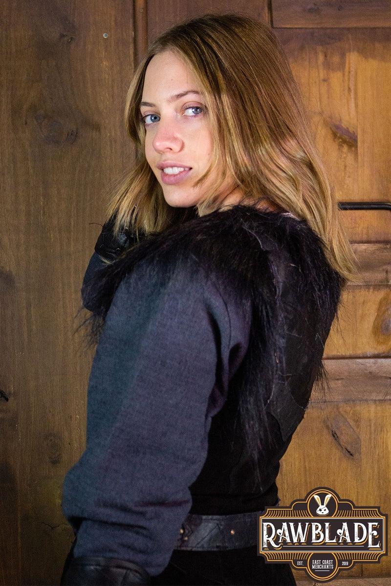 Raaf leren jerkin, vrouw, zwart