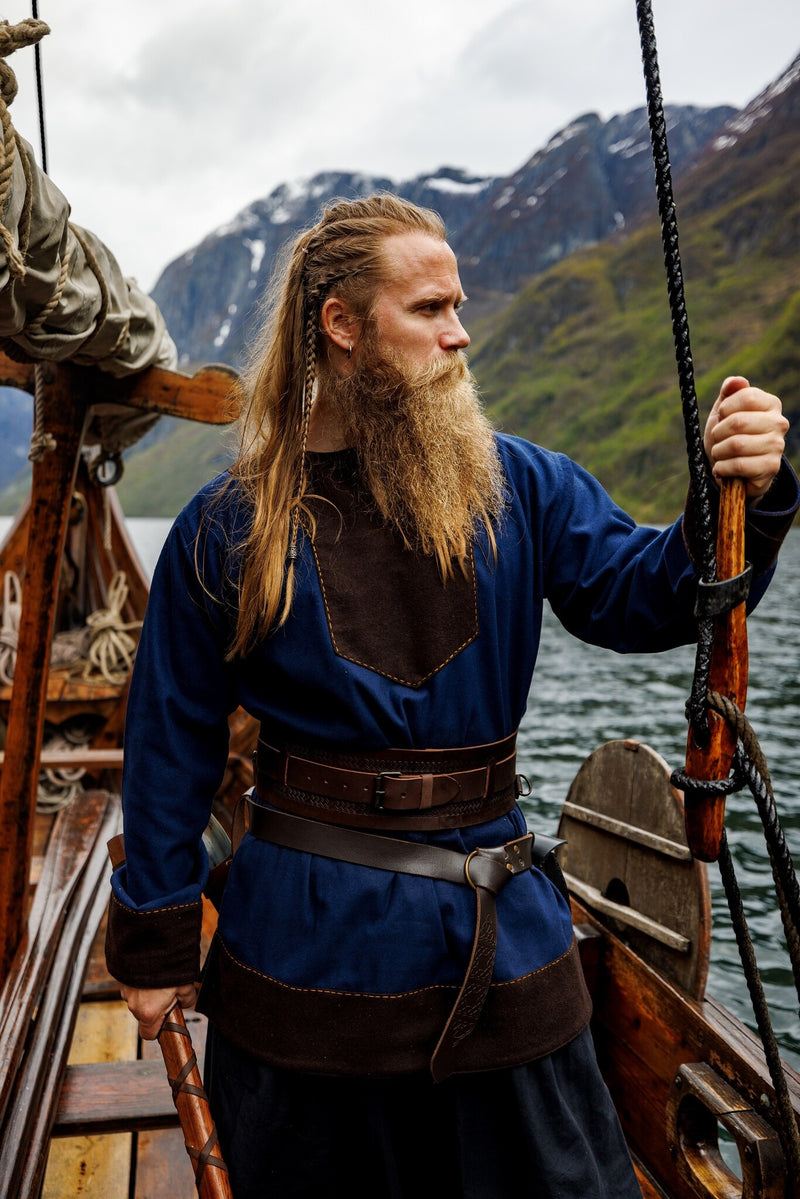 Viking tuniek Roland, wolmix, blauw