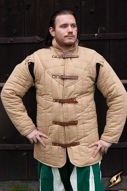 Middeleeuwse gambeson beige