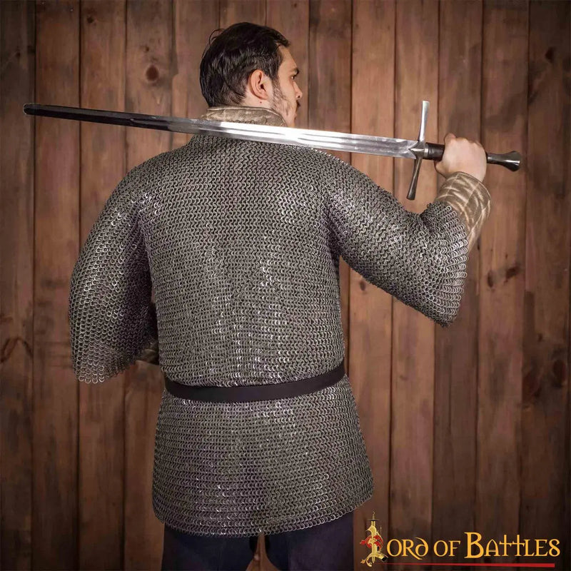 Maliën haubergeon, gemixte platte ringen, ronde klinknagels, 9mm