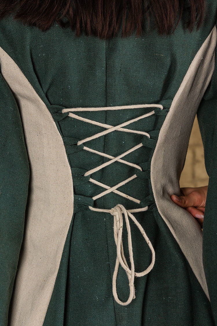 Middelalderlig dress jasione, grøn/creme