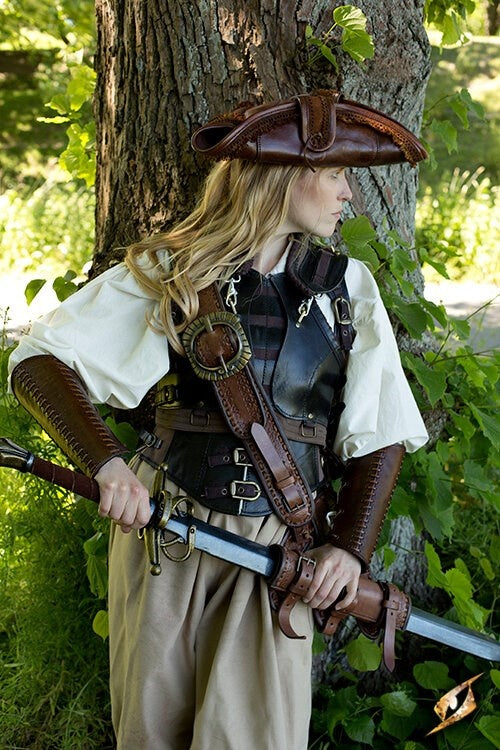 Battle leren bracers, onderarmbeschermers, bruin