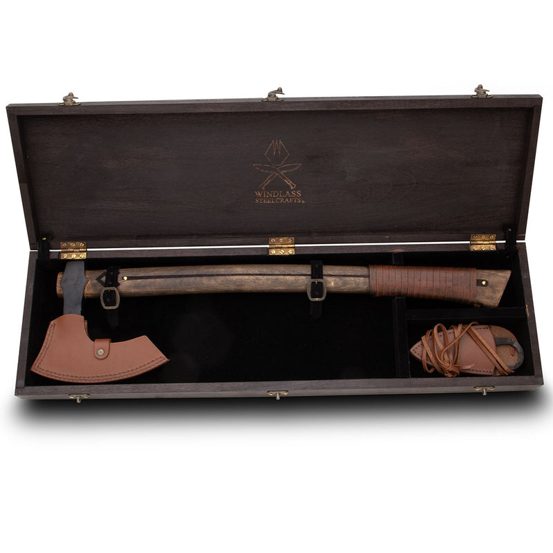 Viking set Othala axe and knife, semi-sharp