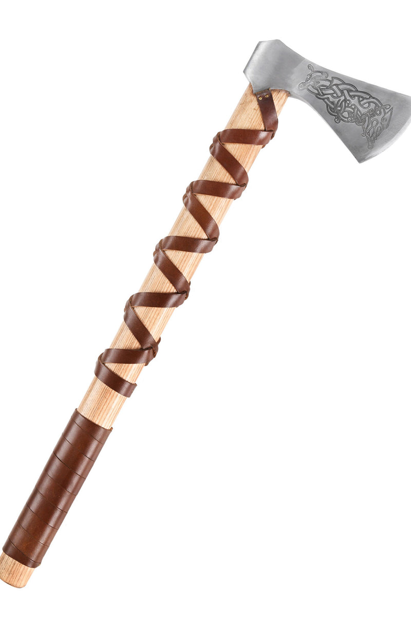 Viking bijl, type L, gegraveerd, semi-scherp