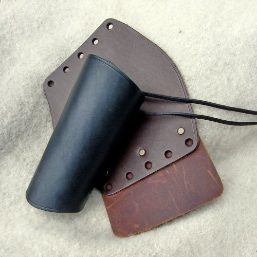 Leather bracer, underarm guard, 16 cm, black