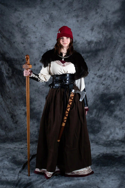 Mix&Match: Viking jurk Lagertha, naturel-rood