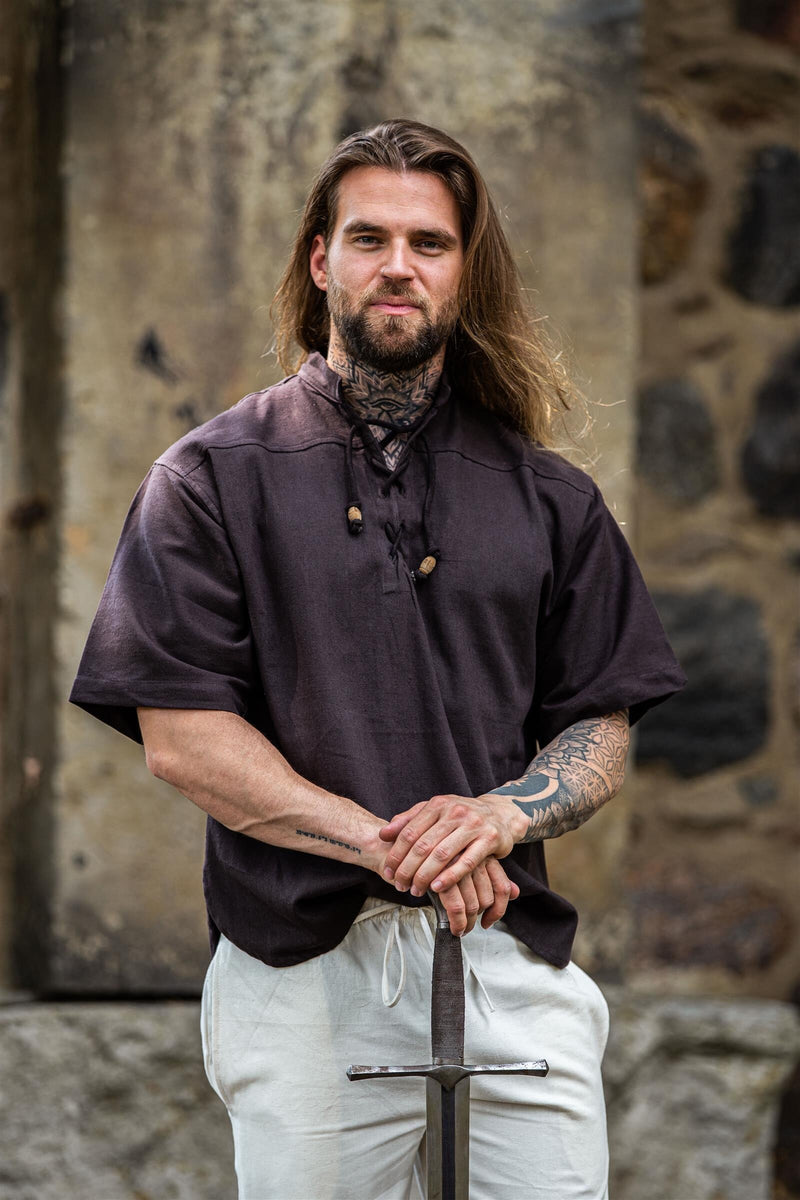 Kortärmad skjorta, medeltida, brun 