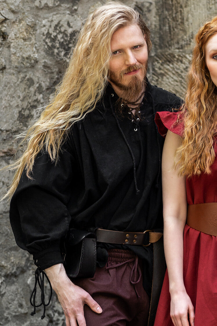 Piratowa koszula z koronkami, czarna