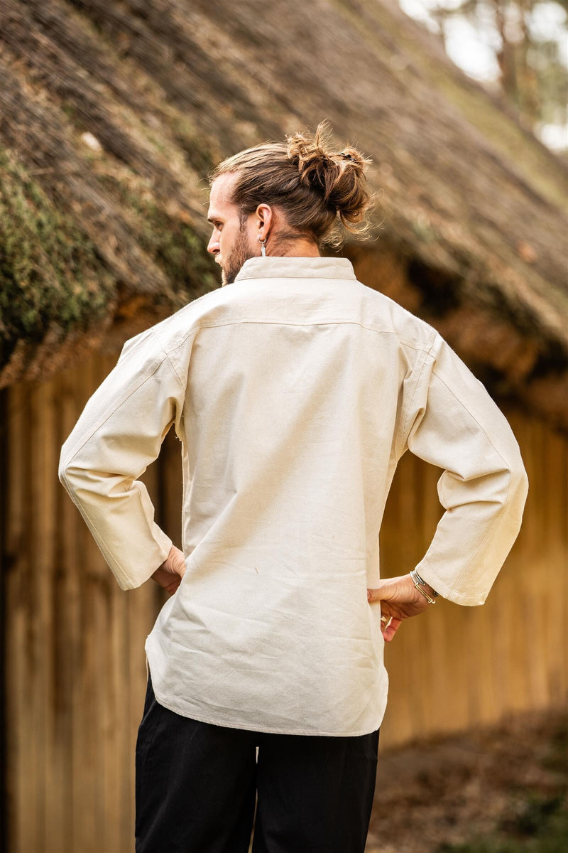 Camicia tessuta a mano, crema 