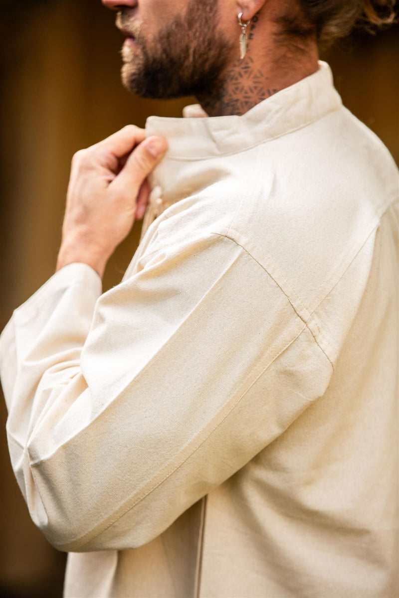 Camicia tessuta a mano, crema 