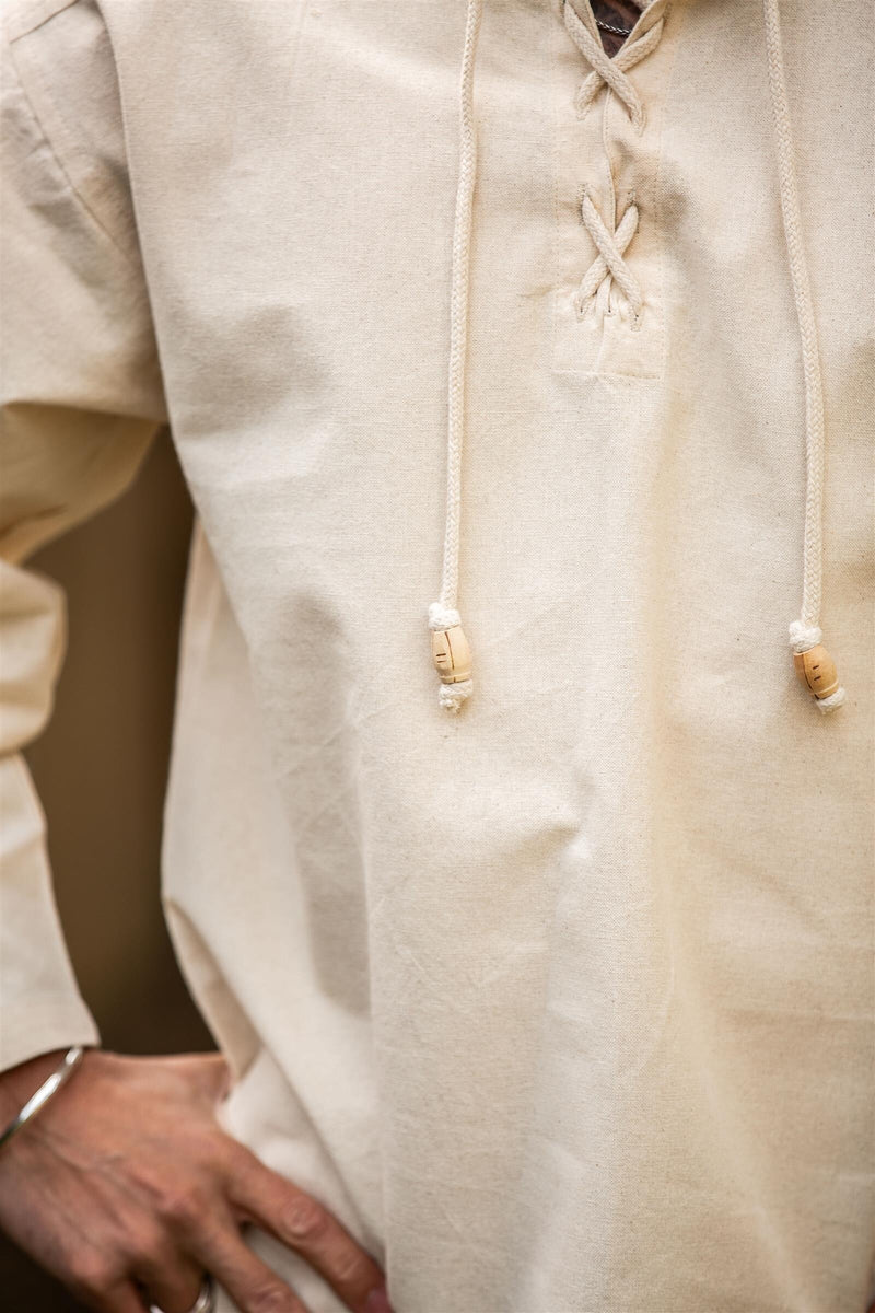 Camicia tessuta a mano, crema 