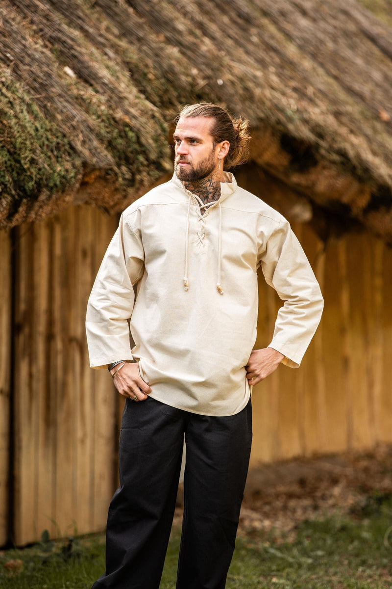 Camicia tessuta a mano, crema 