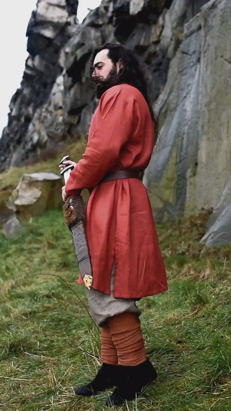 Wikinger -Tunika -Halvar -Leinen, rot