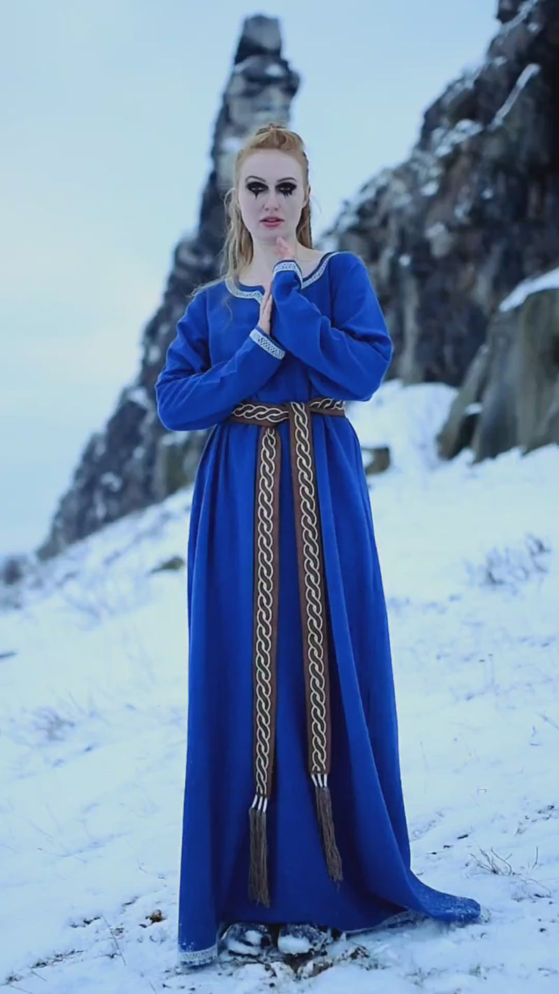 Prima medievale vestito Aelswith, blu 