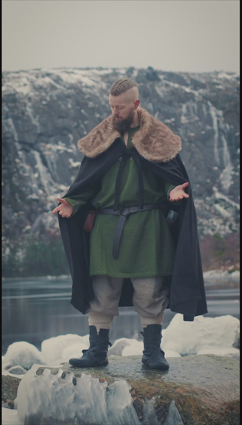 Bontmantel John, zwart, wolmix