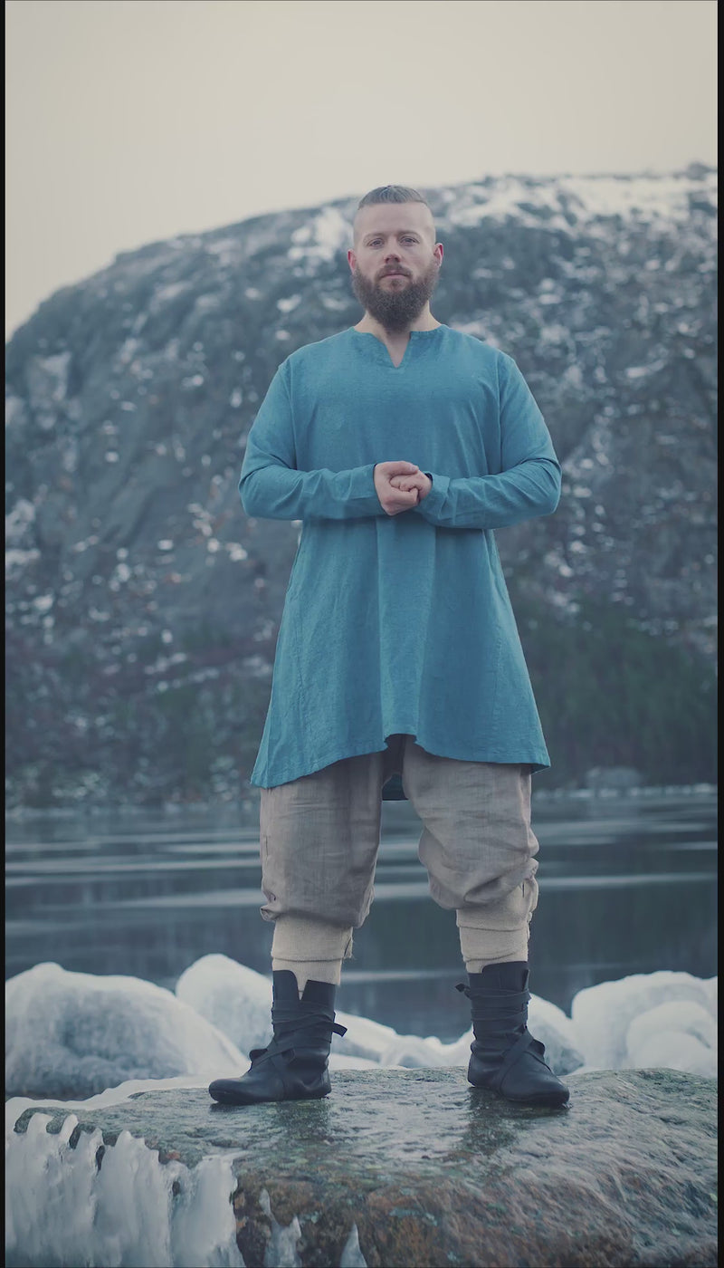 Linen Viking tunic Ragnar, blauw