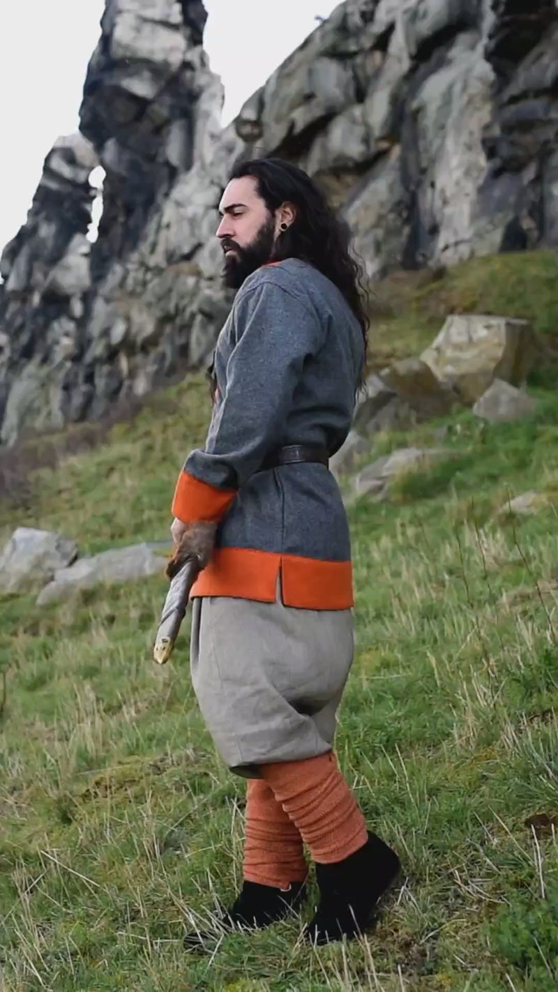 Viking tuniek Roland, grijs, wolmix