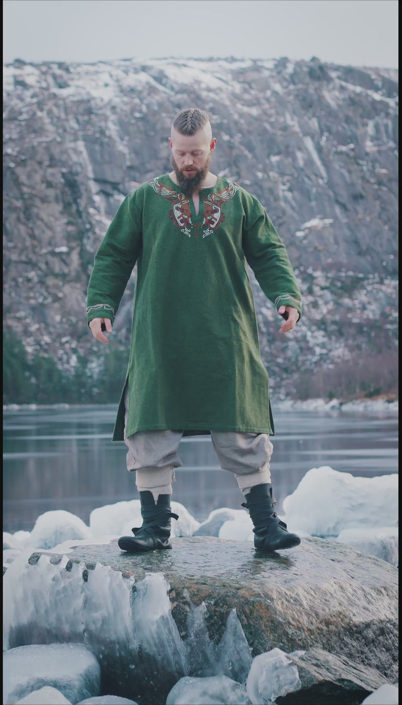 Viking tunika tunika Snorri, grön 