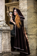 Geborduurde mantel Lyra, wolmix, bruin