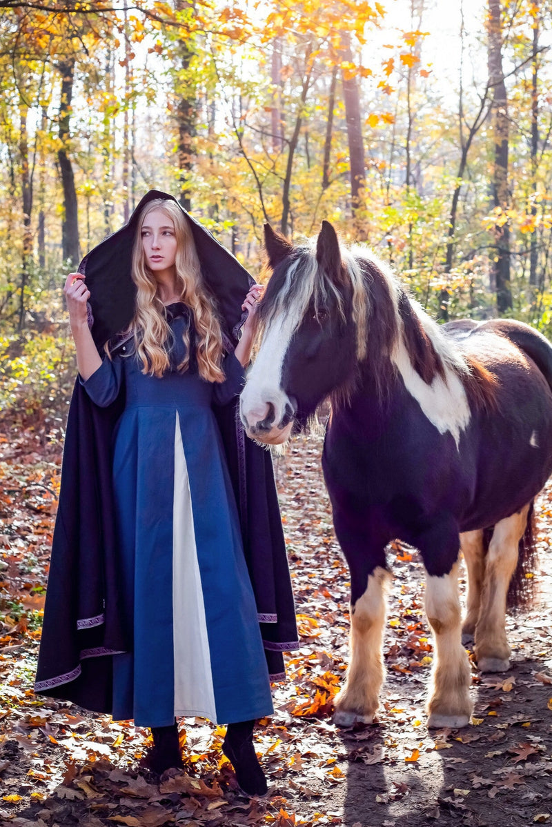 Bestickte Mantel Lyra, schwarz, Wollmischung 