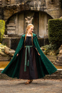 Geborduurde mantel Damia met sluiting, groen, wolmix