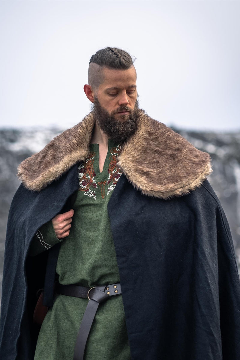 Bontmantel John, zwart, wolmix